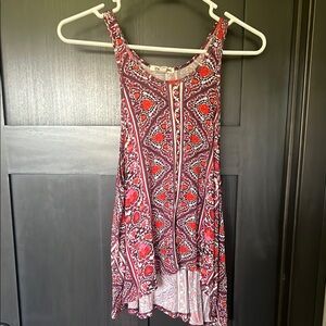 Billabong hi-low Pink and Red Patterned Sleeveless Top- Size M